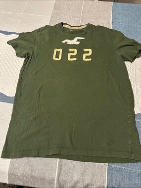 Hollister Olive Green Short Sleeve Tee with Yellow Accents